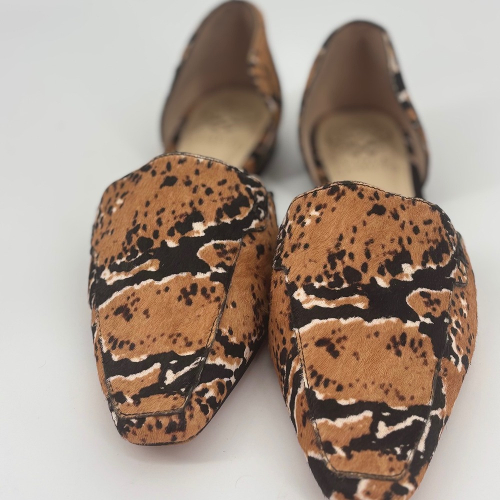 Calf hair D'Orsay point toe flats womens 7.5 animal print maximalist Luxury fall